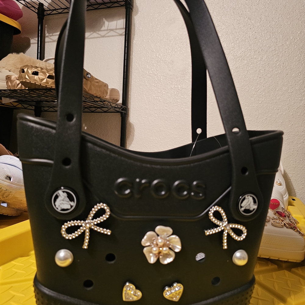 🖤 Complete Set! Custom Black Mega Crush Crocs & Matching Crocs Tote Bag! - Picture 8 of 10